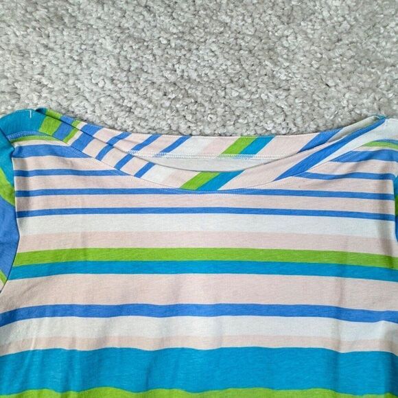 Lilly Pulitzer Aleah Paradise Blue Multi Stripe Boatneck Top FLAW - Picture 6 of 8